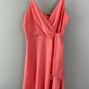 Coral pink skater wrap dress